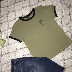 Army Green and Black Punk Rock Crop Top